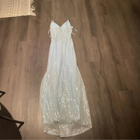 Windsor Lizza Formal Sequin Slit Long Dress in Light Blue Prom Bridesmaid - Picture 11 of 13